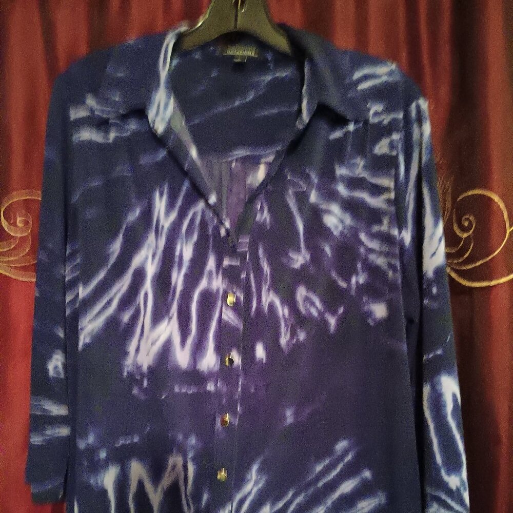 Notations button up purple tye dye size Large shirt